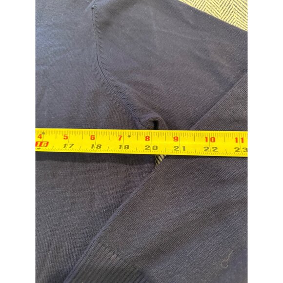 Womens Navy Blue Turtleneck Sweater With Buttoned Cuffs Medium Weight Knit Size - Picture 5 of 8